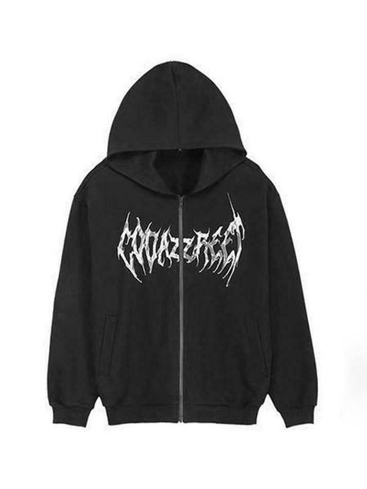 Y2K Street Butterfly Print Zip Up Oversized Hoodie Y2K Street Butterfly Print Zip Up Oversized Hoodie