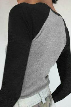 Y2K Street Portrait Print Raglan Ribbed Long Sleeve Knit - Coquette Aesthetic Grunge Style