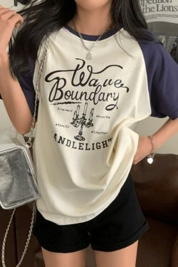 Y2K Street Raglan Oversized Tee - Coquette Aesthetic, Grunge Style, Cute Tops