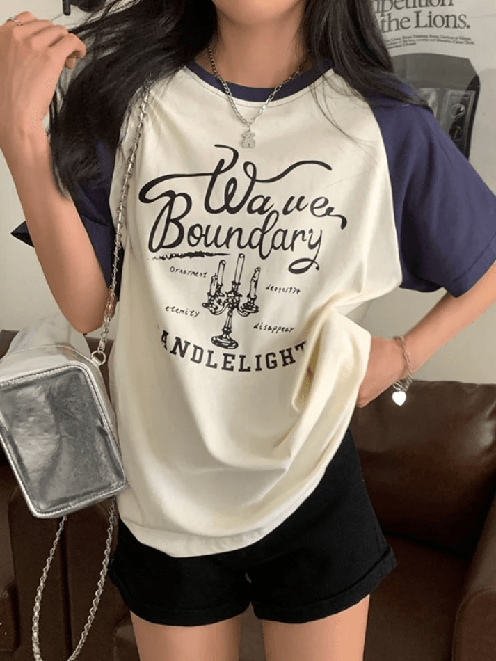 Y2K Street Raglan Oversized Tee - Coquette Aesthetic, Grunge Style, Cute Tops Y2K Street Raglan Oversized Tee - Coquette Aesthetic, Grunge Style, Cute Tops