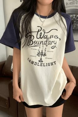 Y2K Street Raglan Oversized Tee - Coquette Aesthetic, Grunge Style, Cute Tops