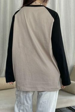 Y2K Street Star Print Raglan Oversized Long Sleeve Tee - Coquette Aesthetic Grunge Style