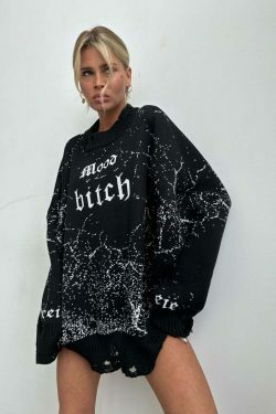 Y2K Street Style Loose Letter Embroidered Sweatshirt for Women - Coquette Aesthetic Grunge Fashion