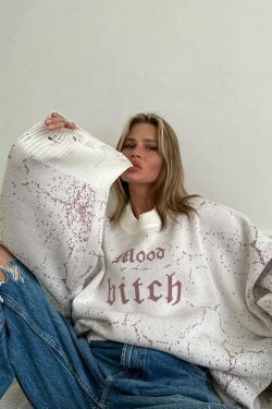 Y2K Street Style Loose Letter Embroidered Sweatshirt for Women - Coquette Aesthetic Grunge Fashion