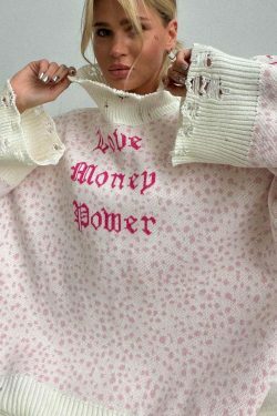 Y2K Street Style Loose Letter Embroidered Sweatshirt for Women - Coquette Aesthetic Grunge Fashion