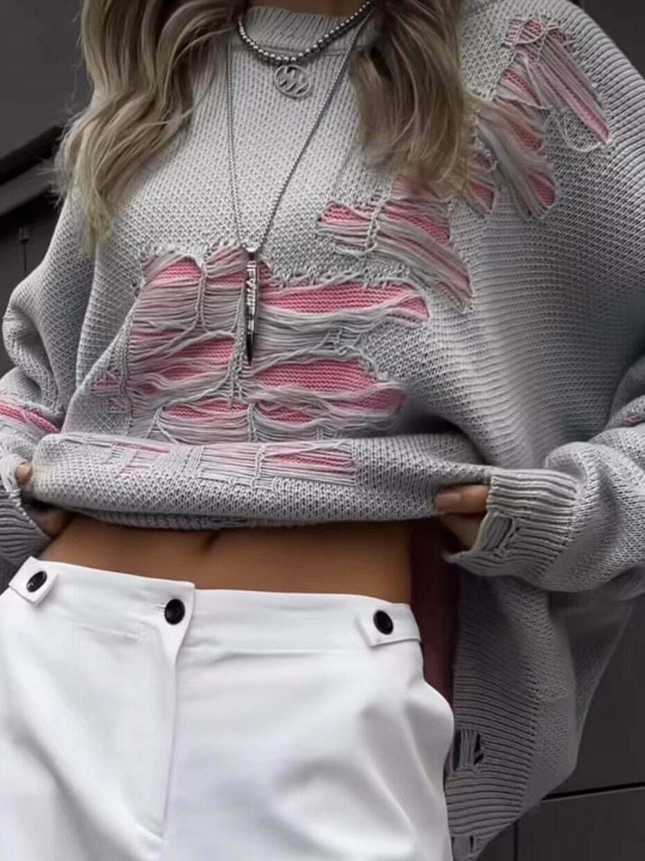 Y2K Street Style Tassel Sweatershirt - Coquette Aesthetic with Grunge Vibes & Pastel Goth Influence