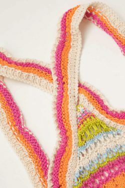 Y2K Stripe Cross Strap Knit Cami Top - Coquette Aesthetic Grunge Style - Cute Pastel Goth Fashion