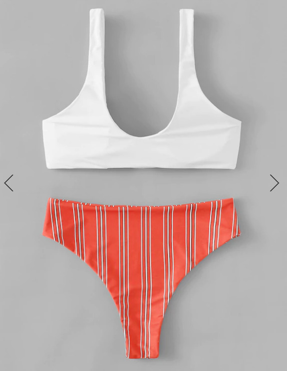 Y2K Striped Bikini Set with Front Knot - Coquette Aesthetic Swimwear Y2K Striped Bikini Set with Front Knot - Coquette Aesthetic Swimwear