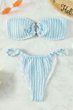 Y2K Striped Cable Bikini: Sexy Tube Top for Niche Women Fashion