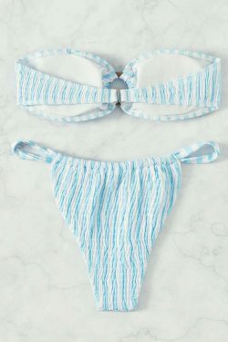 Y2K Striped Cable Bikini: Sexy Tube Top for Niche Women Fashion