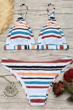 Y2K Striped Cami Swimsuit: Coquette Aesthetic, Grunge Style, Cute Tops, Pastel Goth