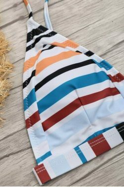 Y2K Striped Cami Swimsuit: Coquette Aesthetic, Grunge Style, Cute Tops, Pastel Goth