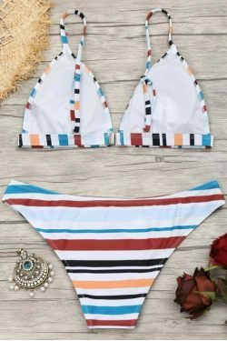 Y2K Striped Cami Swimsuit: Coquette Aesthetic, Grunge Style, Cute Tops, Pastel Goth