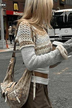 Y2K Striped Crochet Top: Coquette Aesthetic, Grunge Style, Cute Pastel Goth Fashion