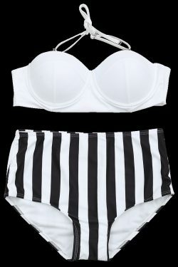 Y2K Striped Halter Bikini: Coquette Aesthetic Swimwear - Grunge Style