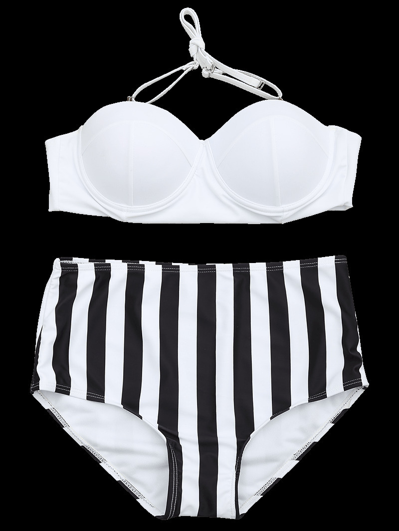 Y2K Striped Halter Bikini: Coquette Aesthetic Swimwear - Grunge Style Y2K Striped Halter Bikini: Coquette Aesthetic Swimwear - Grunge Style