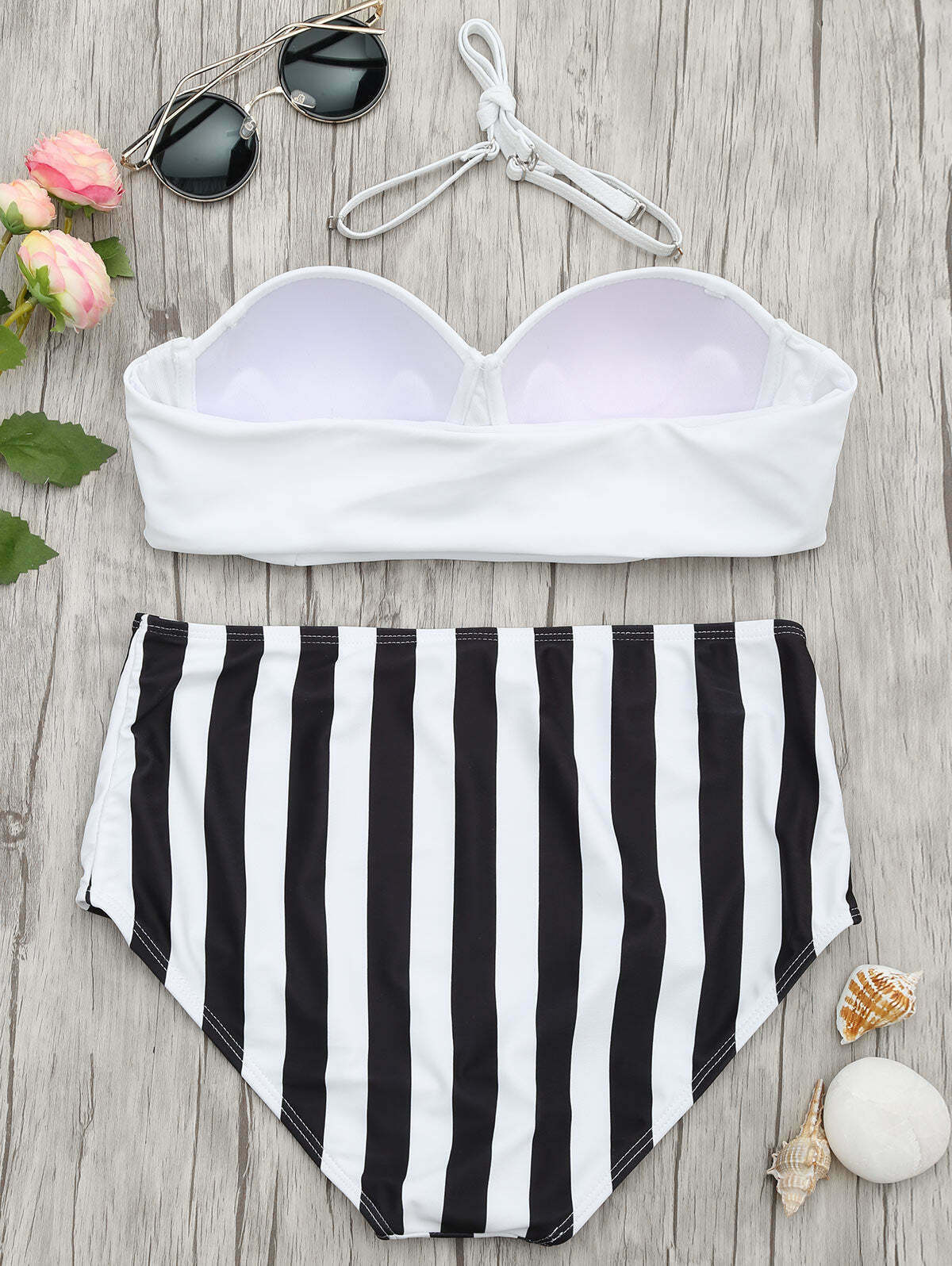 Y2K Striped Halter Bikini: Coquette Aesthetic Swimwear - Grunge Style Y2K Striped Halter Bikini: Coquette Aesthetic Swimwear - Grunge Style