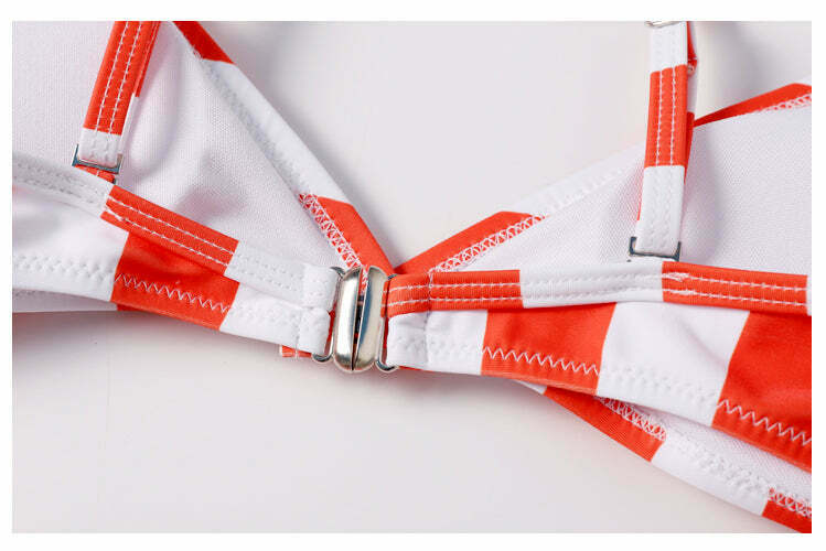 Y2K Striped High Leg Scooped Bikini Set - Coquette Aesthetic Swimwear