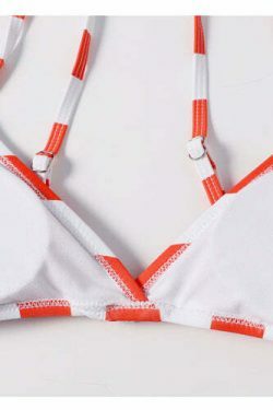 Y2K Striped High Leg Scooped Bikini Set - Coquette Aesthetic Swimwear