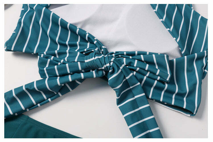 Y2K Striped High Waisted Bikini Set - Coquette Aesthetic Swimwear for Women