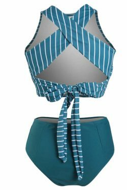 Y2K Striped High Waisted Bikini Set - Coquette Aesthetic Swimwear for Women