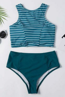 Y2K Striped High Waisted Bikini Set - Coquette Aesthetic Swimwear for Women