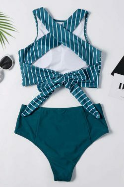 Y2K Striped High Waisted Bikini Set - Coquette Aesthetic Swimwear for Women