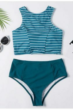 Y2K Striped High Waisted Bikini Set - Coquette Aesthetic Swimwear for Women
