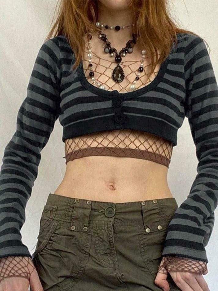 Y2K Striped Knit Top: Coquette Grunge Style, Cute Crop, Pastel Goth, Cargo Skirt, Old Money, Pre Y2K Striped Knit Top: Coquette Grunge Style, Cute Crop, Pastel Goth, Cargo Skirt, Old Money, Pre
