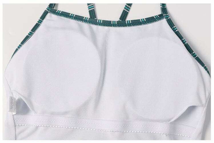 Y2K Striped Lace Up Cami Swimsuit - Coquette Aesthetic Beachwear Y2K Striped Lace Up Cami Swimsuit - Coquette Aesthetic Beachwear