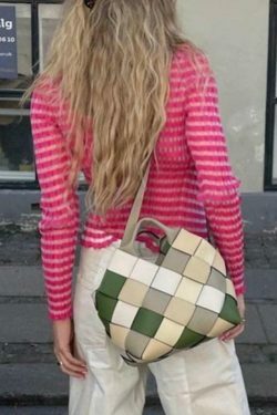 Y2K Striped Ribbed Knit Top: Coquette Grunge Aesthetic with Pastel Goth Influence