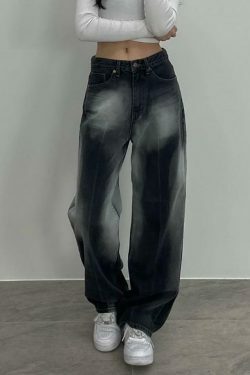 Y2K Style Low Rise Washed Loose-Fit Baggy Jeans - Vintage Aesthetic Denim for Women