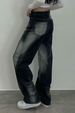 Y2K Style Low Rise Washed Loose-Fit Baggy Jeans - Vintage Aesthetic Denim for Women