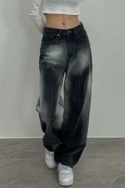 Y2K Style Low Rise Washed Loose-Fit Baggy Jeans - Vintage Aesthetic Denim for Women