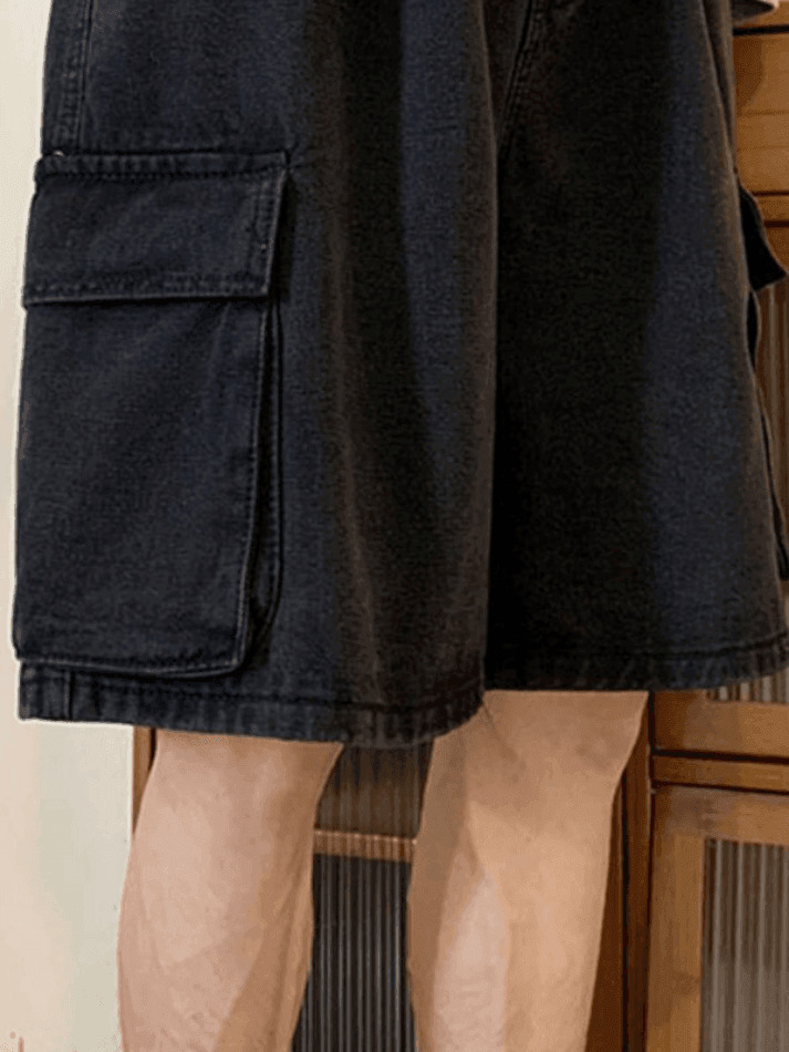 Y2K Style Men's Cargo Denim Shorts - Vintage Aesthetic Grunge Wear Y2K Style Men's Cargo Denim Shorts - Vintage Aesthetic Grunge Wear