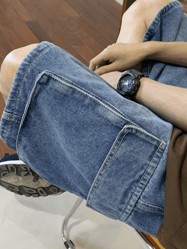 Y2K Style Men's Cargo Denim Shorts - Vintage Aesthetic Grunge Wear Y2K Style Men's Cargo Denim Shorts - Vintage Aesthetic Grunge Wear