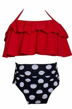 Y2K Style Off-Shoulder Ruffled Crop Bikini Set for Mom and Daughter