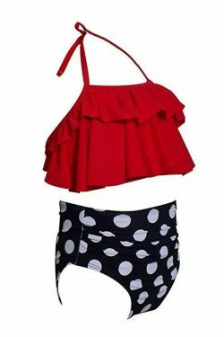 Y2K Style Off-Shoulder Ruffled Crop Bikini Set for Mom and Daughter
