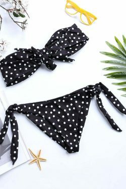 Y2K Style Polka Dot Tie Bikini Swimsuit with Front Bow Detail