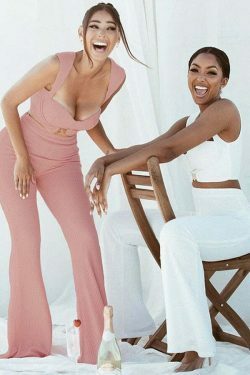 Y2K Sweetheart Flared Pants Set & Matching Top: Coquette Aesthetic Outfit for Women