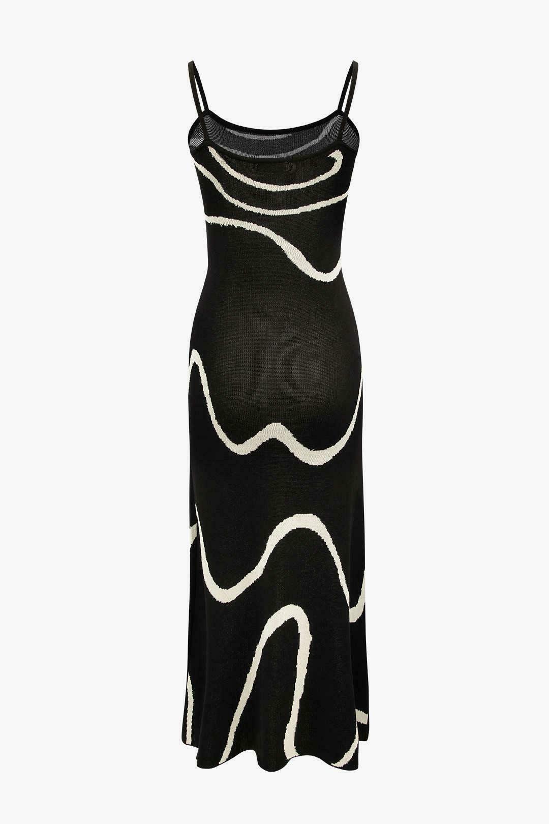 Y2K Swirl Stripe Knit Cami Maxi Dress - Coquette Aesthetic, Grunge Style, Pastel Goth, Cute Tops