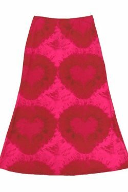 Y2K Tie-Dye Heart Wrap Midi Skirt - Coquette Grunge Aesthetic