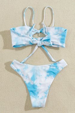 Y2K Tie-Dyed Split Bikini: Coquette Aesthetic Grunge Style for Women