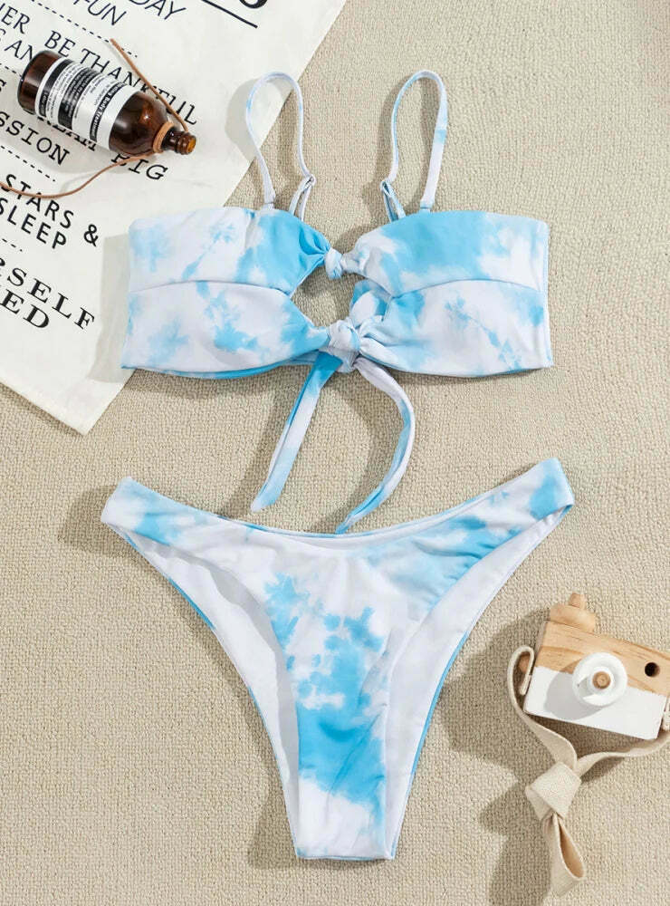 Y2K Tie-Dyed Split Bikini: Coquette Aesthetic Grunge Style for Women Y2K Tie-Dyed Split Bikini: Coquette Aesthetic Grunge Style for Women