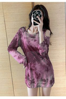 Y2K Tie Dye Bikini Swimsuit Set with Mesh Cover Up - Coquette Aesthetic Beachwear