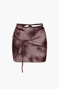 Y2K Tie Dye Cami Top with Hooded Shrug & Mini Skirt Set - Coquette Aesthetic Fashion