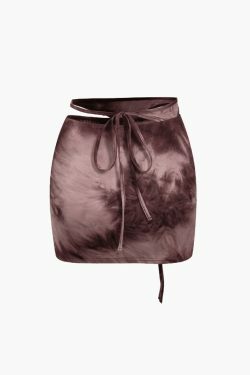 Y2K Tie Dye Cami Top with Hooded Shrug & Mini Skirt Set - Coquette Aesthetic Fashion