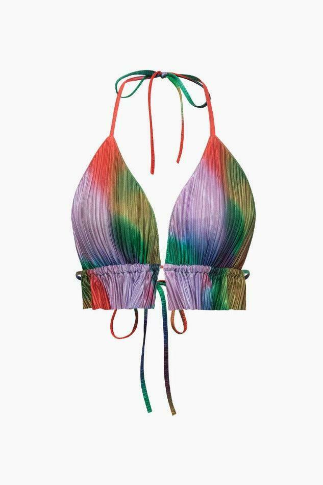 Y2K Tie Dye Plisse Halter Top & Pants Set - Coquette Aesthetic Outfit for Women