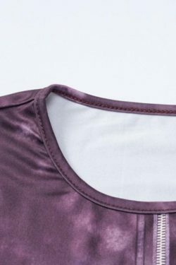 Y2K Tie Dye Splice Print Crop Long Sleeve Tee - Coquette Aesthetic Grunge Style Women's Fashion