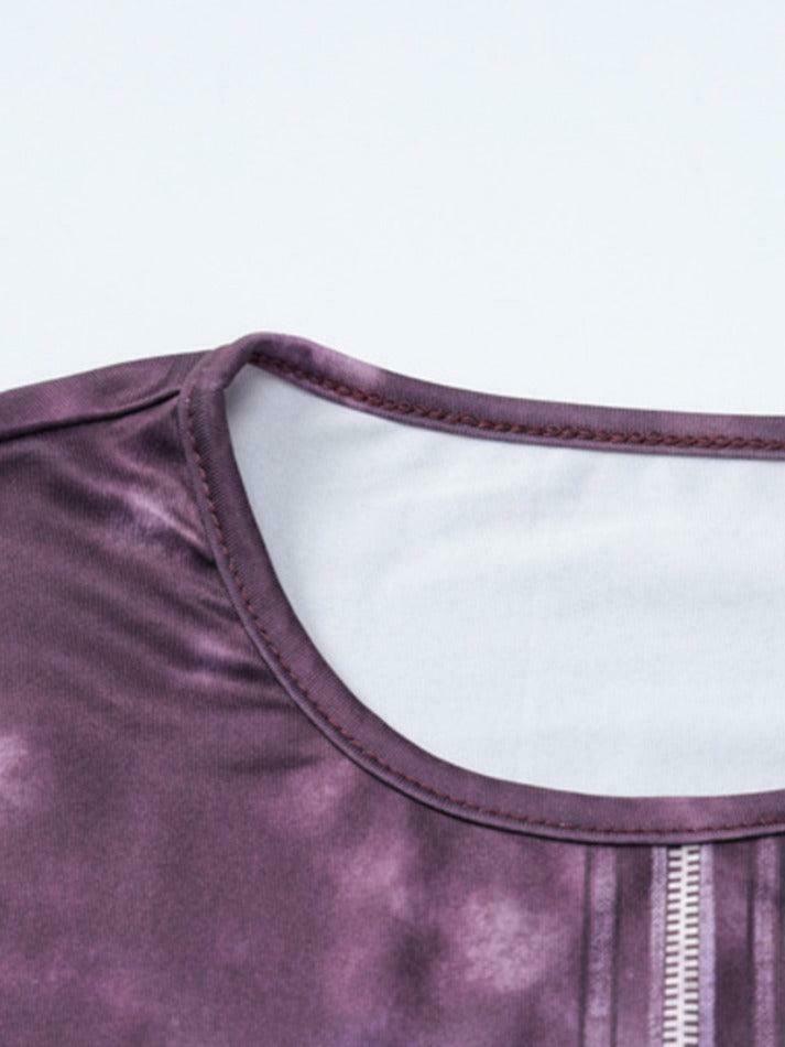 Y2K Tie Dye Splice Print Crop Long Sleeve Tee - Coquette Aesthetic Grunge Style Women's Fashion Y2K Tie Dye Splice Print Crop Long Sleeve Tee - Coquette Aesthetic Grunge Style Women's Fashion